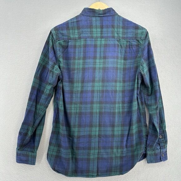 Lucky Brand & Co Blackwatch Plaid Long Sleeve Flannel Green Blue Men's M Retro - Picture 2 of 8